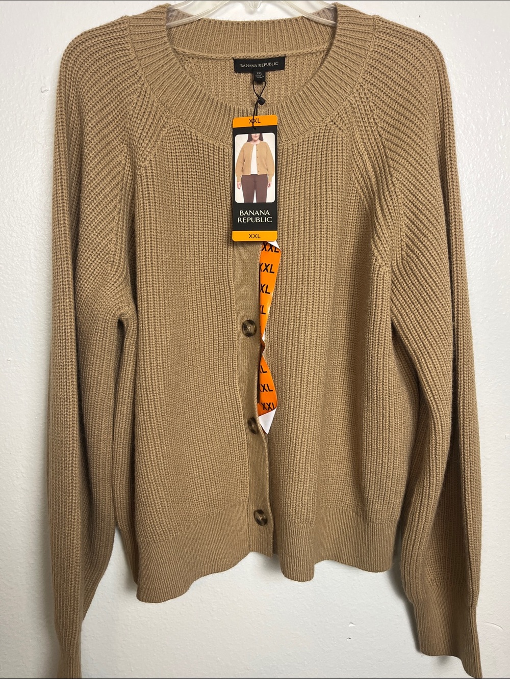 Banana Republic Beige Ribbed Button-Front Cardigan
